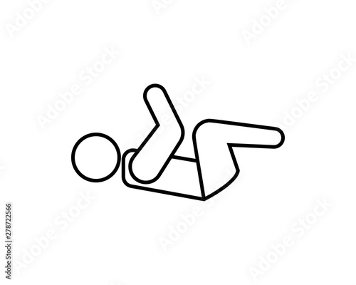Simple sit up icon in line style isolated on white background. Sit ups are one of the exercises to form the abdominal muscles so that you will see a six pack.- vector