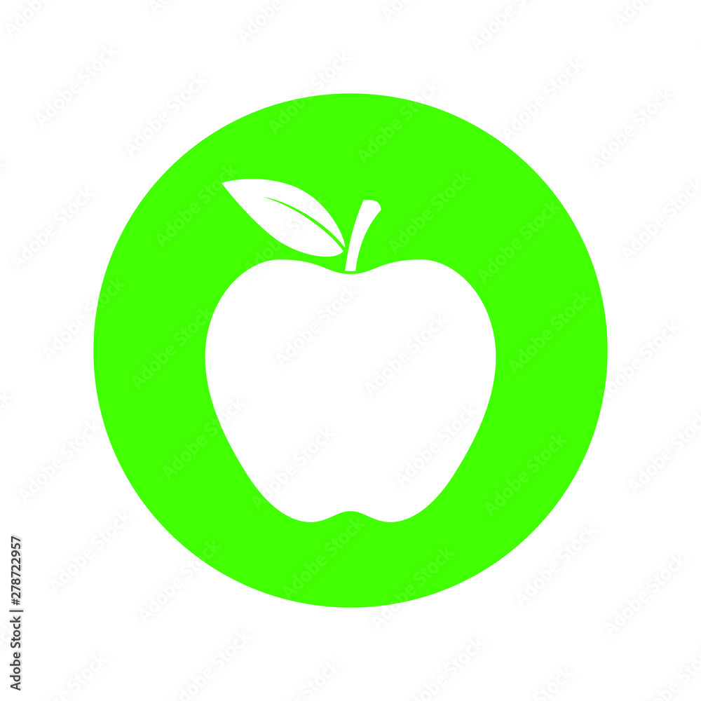 Apple icon. Apple in the circle sign isolated on white background. Symbol apple with leaf. Vector illustration Apple icon. Apple in the circle sign isolated on white background. Symbol apple with leaf. Vector illustration