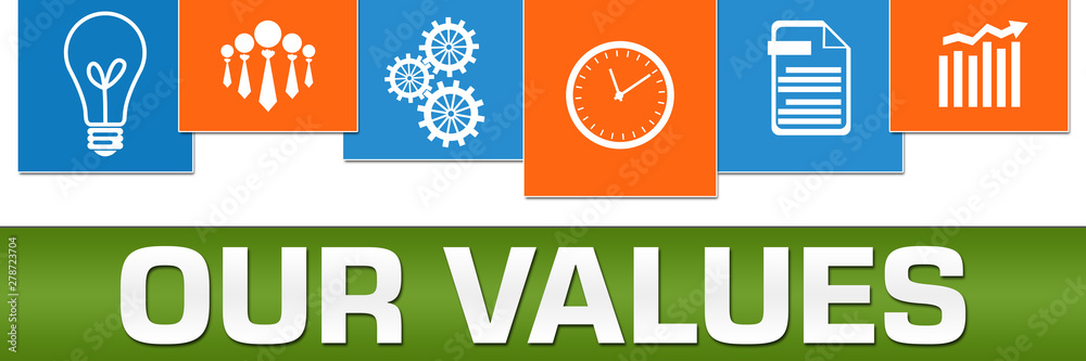 Our Values Business Symbols Green Blue Orange On Top Our Values Business Symbols Green Blue Orange On Top