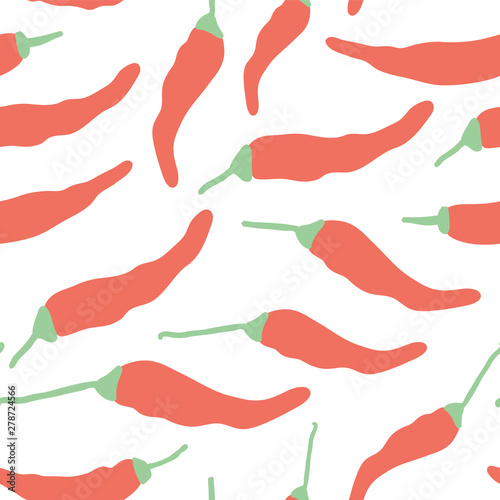 Doodle red hot chilli pepper seamless pattern