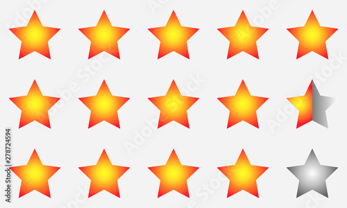 Five stars in row, Four And A Half Rating Illustration Vector
