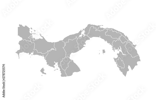 Vector isolated illustration of simplified administrative map of Panama. Borders of the provinces (regions). Grey silhouettes. White outline photo