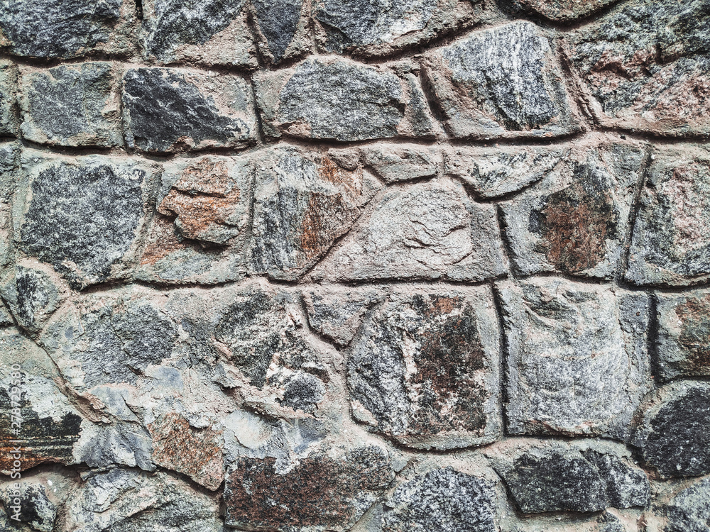 Old stone of wall texture. Lots of granite cobblestones. Close up, copy space. Old stone of wall texture. Lots of granite cobblestones. Close up, copy space.