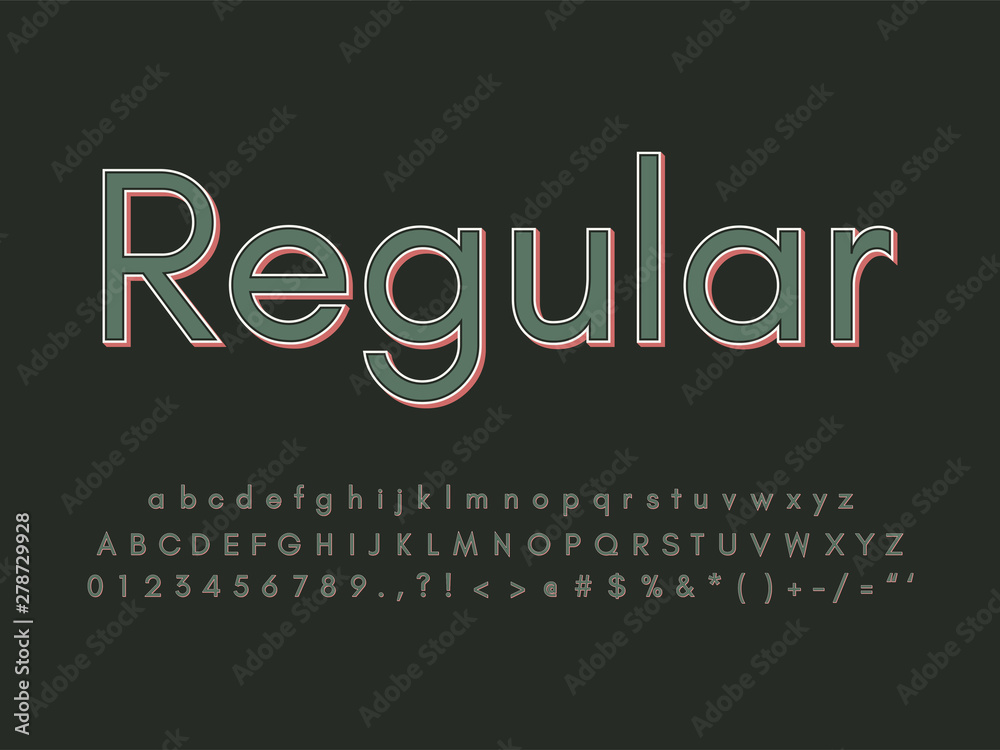 Fototapeta premium Retro font and alphabet. Stock vector illustration