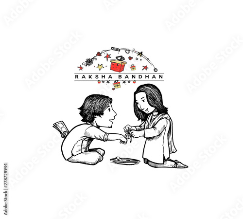 Happy raksha bandhan brother and sisters loves with hand sketch posters  for the wall  posters wristband wallpaper vector  myloviewcom