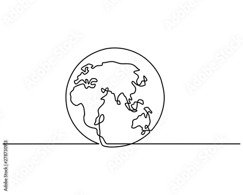 Continuous line drawing of globes earth. planet Earth icon. Globe Map Template Monochrome Design for Education, Science, Web Presentations isolated on white background