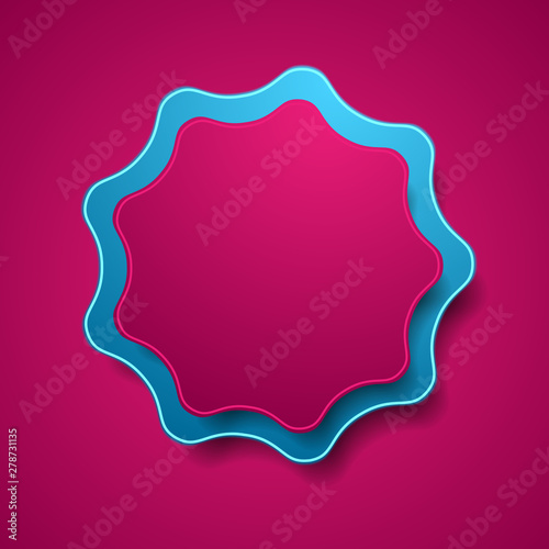 Abstract tech corporate web sticker label blue purple design. Colorful wavy round shape. Vector background