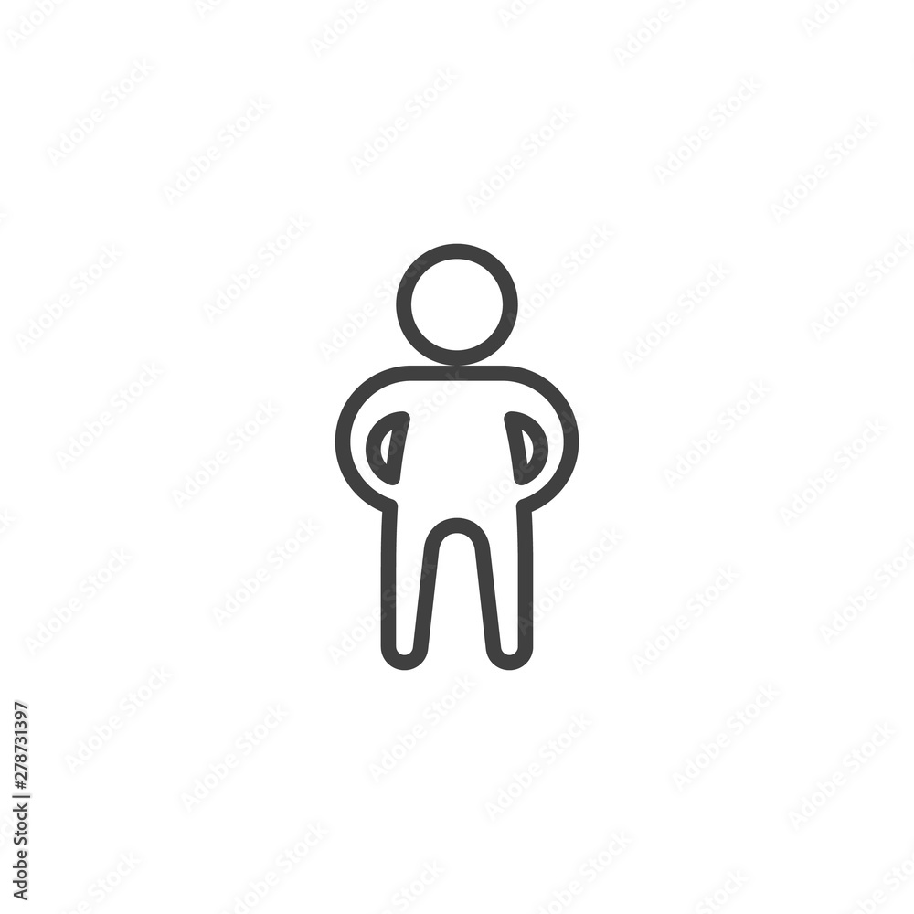 Man silhouette line icon. Human figure linear style sign for mobile concept and web design. Person stand outline vector icon. Symbol, logo illustration. Vector graphics Man silhouette line icon. Human figure linear style sign for mobile concept and web design. Person stand outline vector icon. Symbol, logo illustration. Vector graphics