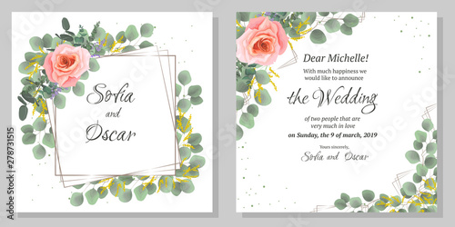 set of floral cards with flowers