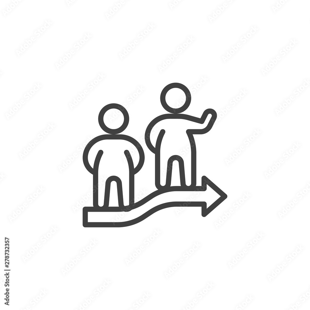 Teamwork people line icon. linear style sign for mobile concept and web design. Career growth, Business progress outline vector icon. Symbol, logo illustration. Vector graphics Teamwork people line icon. linear style sign for mobile concept and web design. Career growth, Business progress outline vector icon. Symbol, logo illustration. Vector graphics