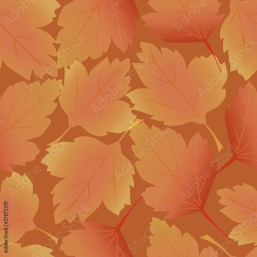 pattern autumn leaves of yellow trees fall seamless colored background