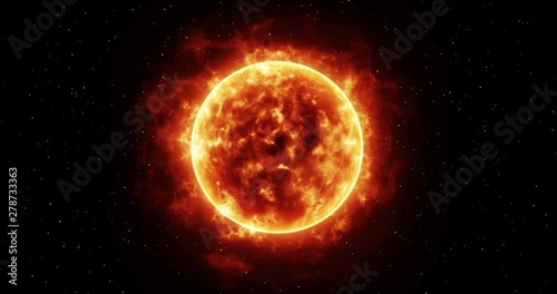 Sun surface with solar flares. 