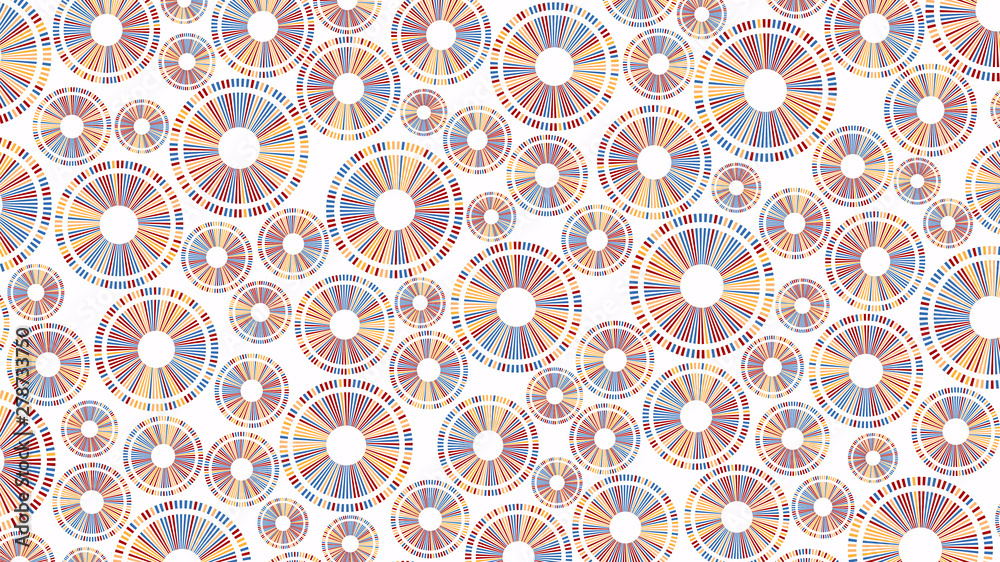 Abstract background consisting of colored elements of round shape randomly arranged on white