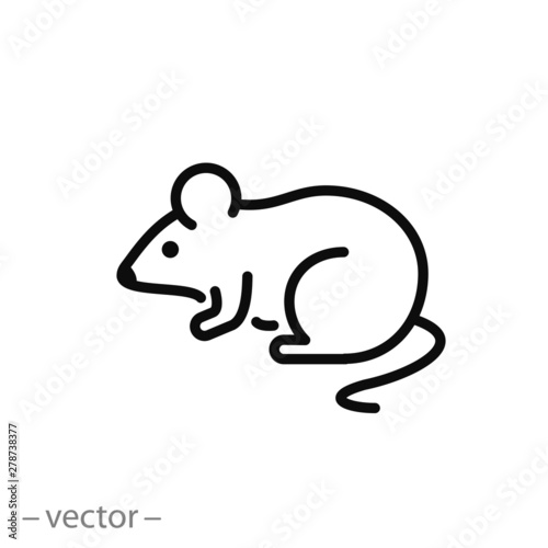 mouse icon, rat, mice thin line symbols for web and mobile phone on white background - editable stroke vector illustration eps10
