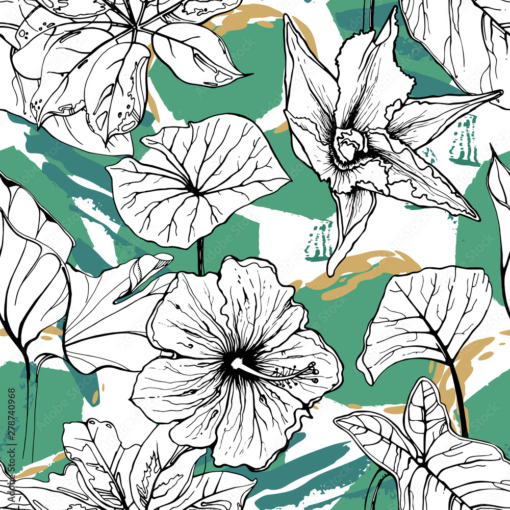 Fototapeta premium Tropical, animal motif. Black white