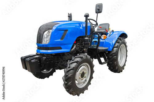Small agricultural tractor side view  isolated on a white background