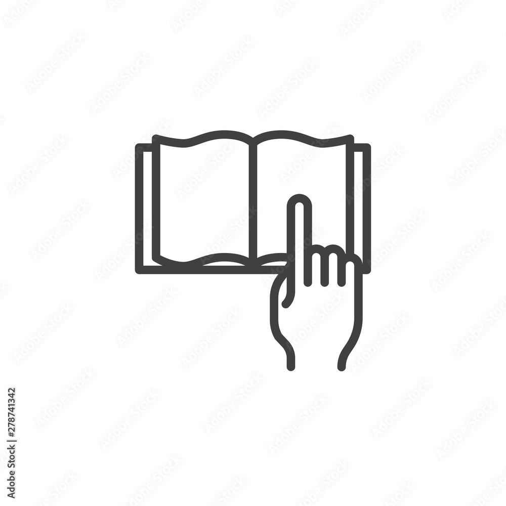 Icon of an open book. Hands holding an open book - vector image