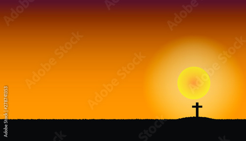 The silhouette of the tomb during the sunset Represents the time when everyone must meet.