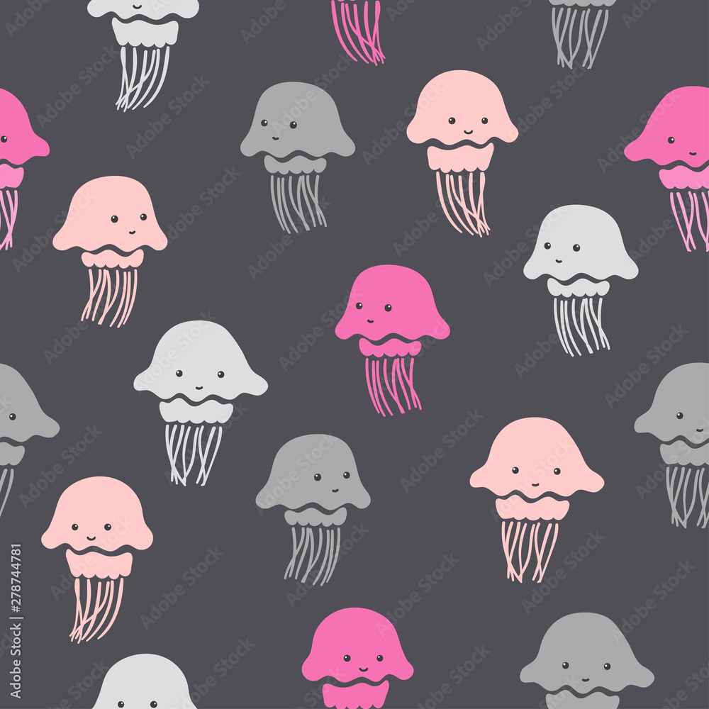 Seamless pattern with cute jellyfish. Baby print. Seamless pattern with cute jellyfish. Baby print.