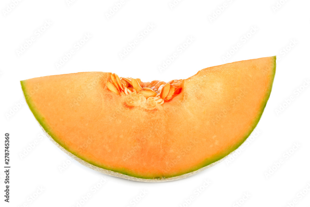 slice of cantaloupe isolated on white background slice of cantaloupe isolated on white background