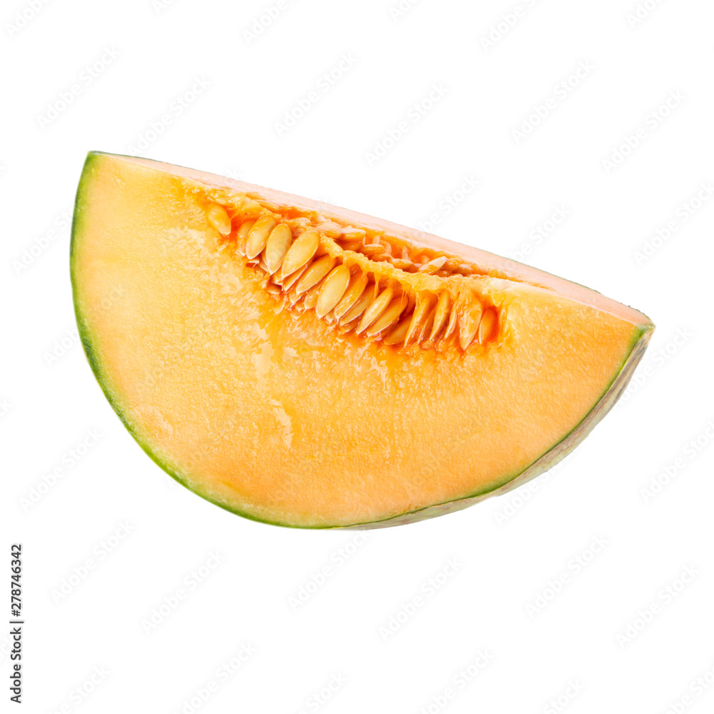 slice of cantaloupe isolated on white background slice of cantaloupe isolated on white background