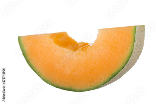 slice of cantaloupe isolated on white background