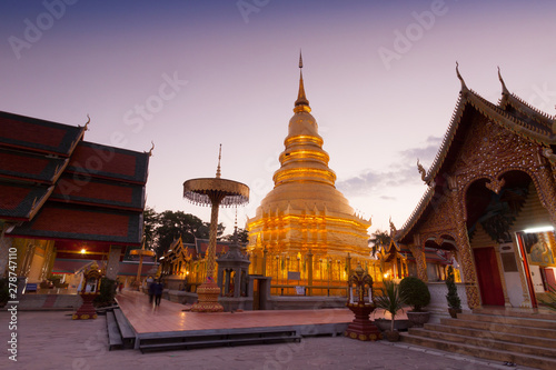 Wat phra that hariphunchai pagoda temple important religious traveling destination in lumphun province northern of thailand