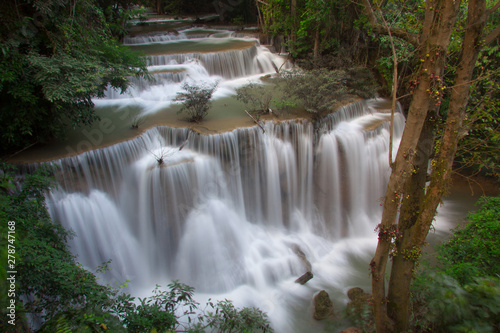 Fototapeta Naklejka Na Ścianę i Meble -  Huaymaekamin Waterfall is beautiful waterfall in Kanchanaburi , Thailand