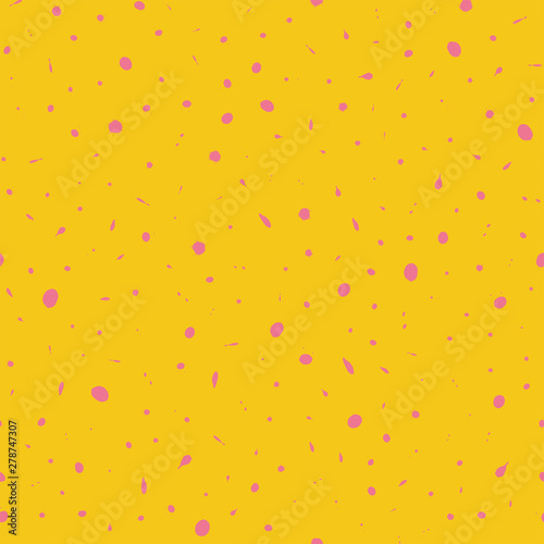 Seamless artistic creative splash blots pattern. yellow and pink abstract seamless ink stains untidy background. Vector illustration