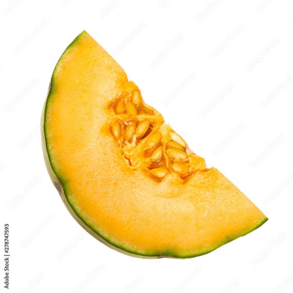 slice of cantaloupe isolated on white background slice of cantaloupe isolated on white background