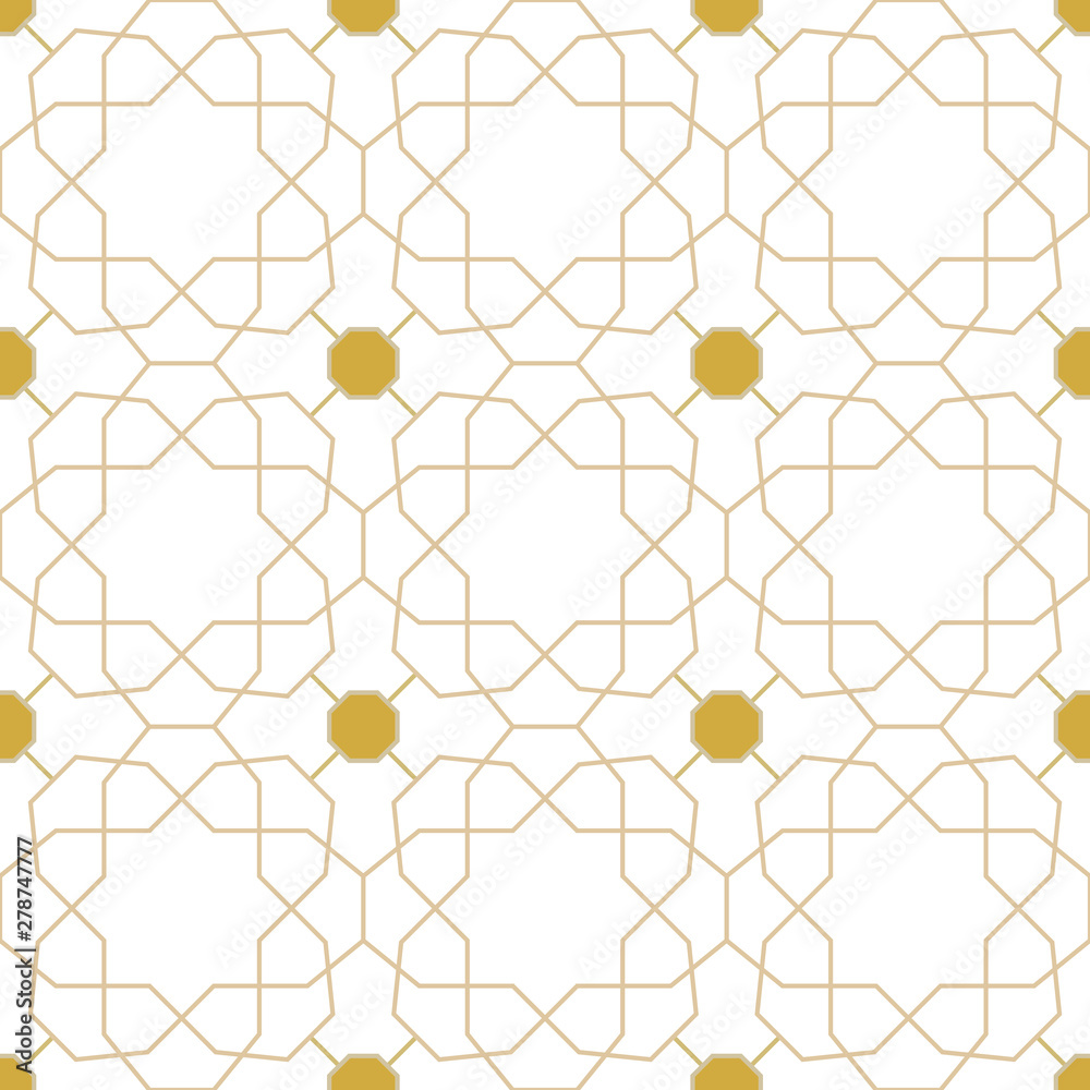 Fototapeta premium Seamless background for your designs. Modern vector ornament. Geometric abstract golden pattern
