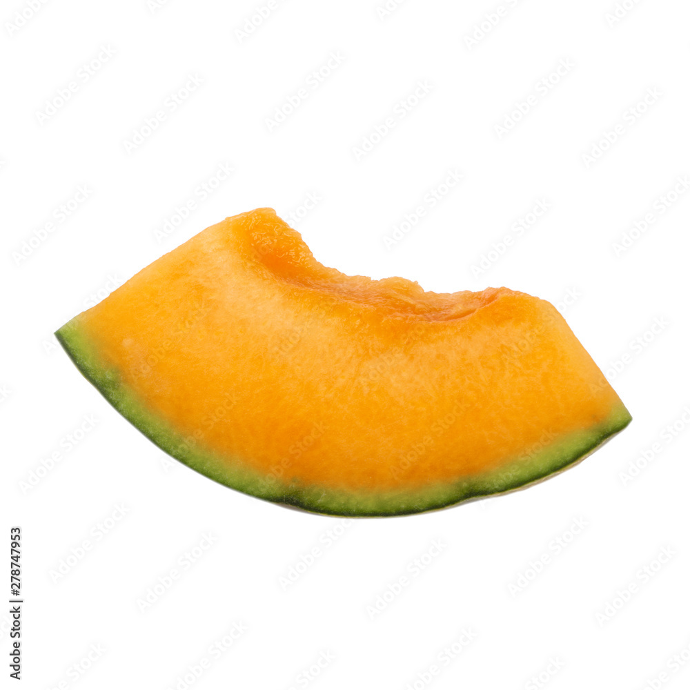 piece of cantaloupe isolated on white background piece of cantaloupe isolated on white background