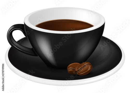 Coffee cup with roasted beans. Vector illustration.