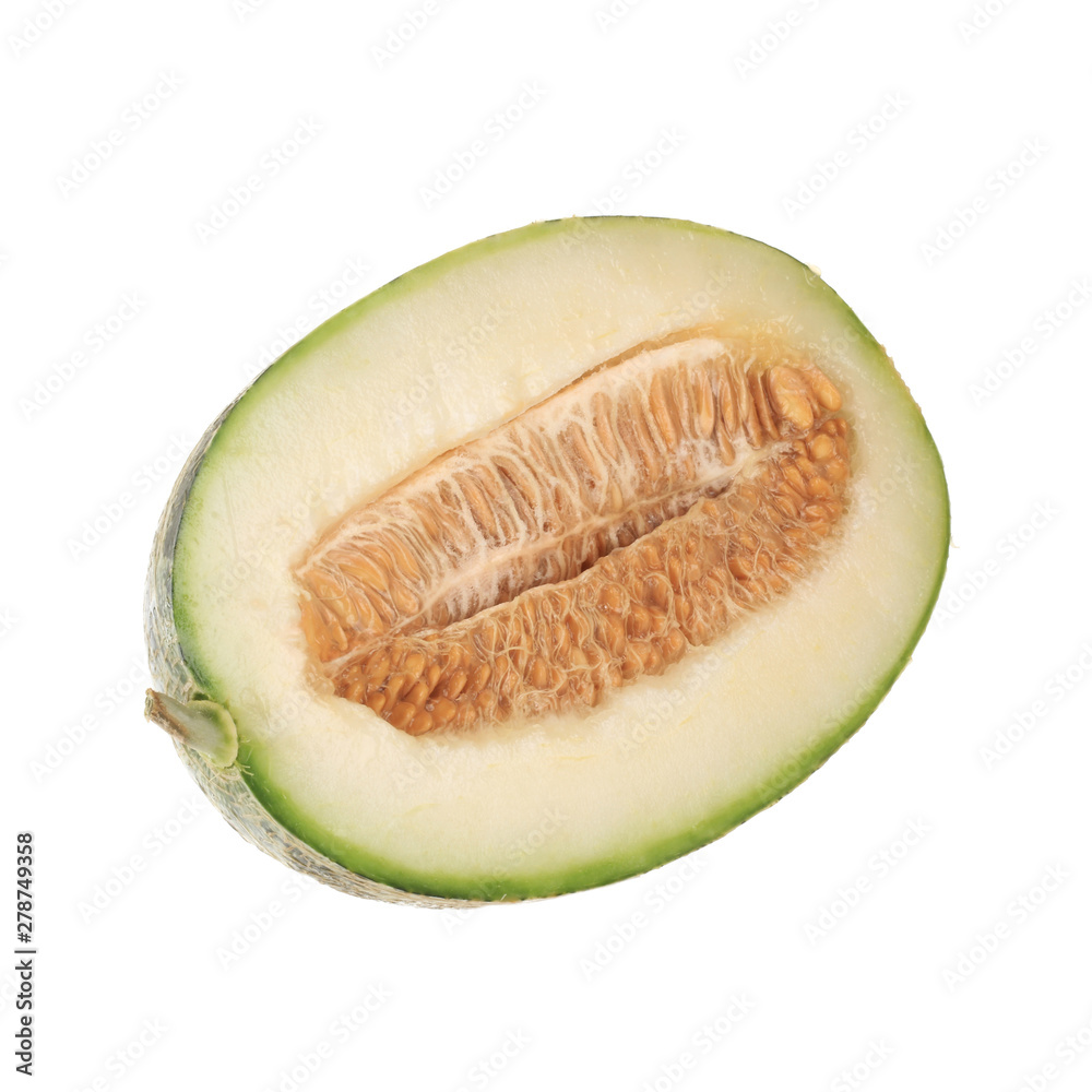slice of fresh melon isolated on white background slice of fresh melon isolated on white background