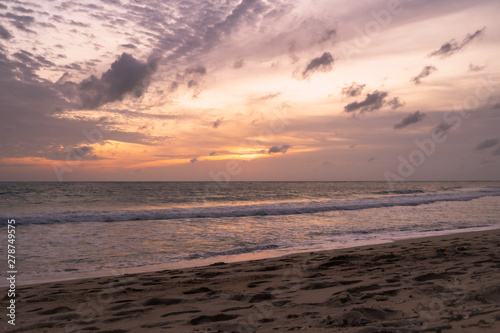 Orange sunset sky with cloud tropical area at Phuket Thailand.