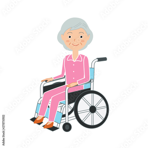 車イスの高齢女性