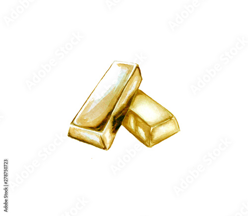 illustration of watercolor two bars of yellow gold