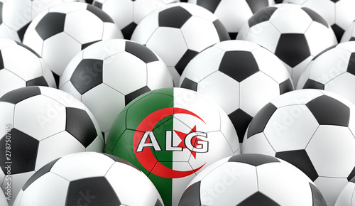 Soccer ball in Algeria national colors - 3D Rendering 