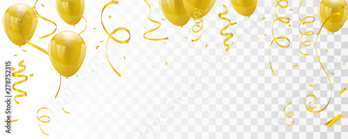 Celebration banner with Gold balloons background. Sale Vector illustration.