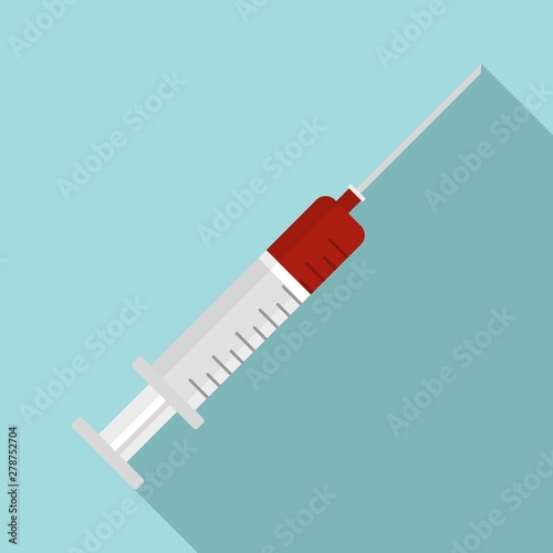 Syringe blood virus icon. Flat illustration of syringe blood virus vector icon for web design