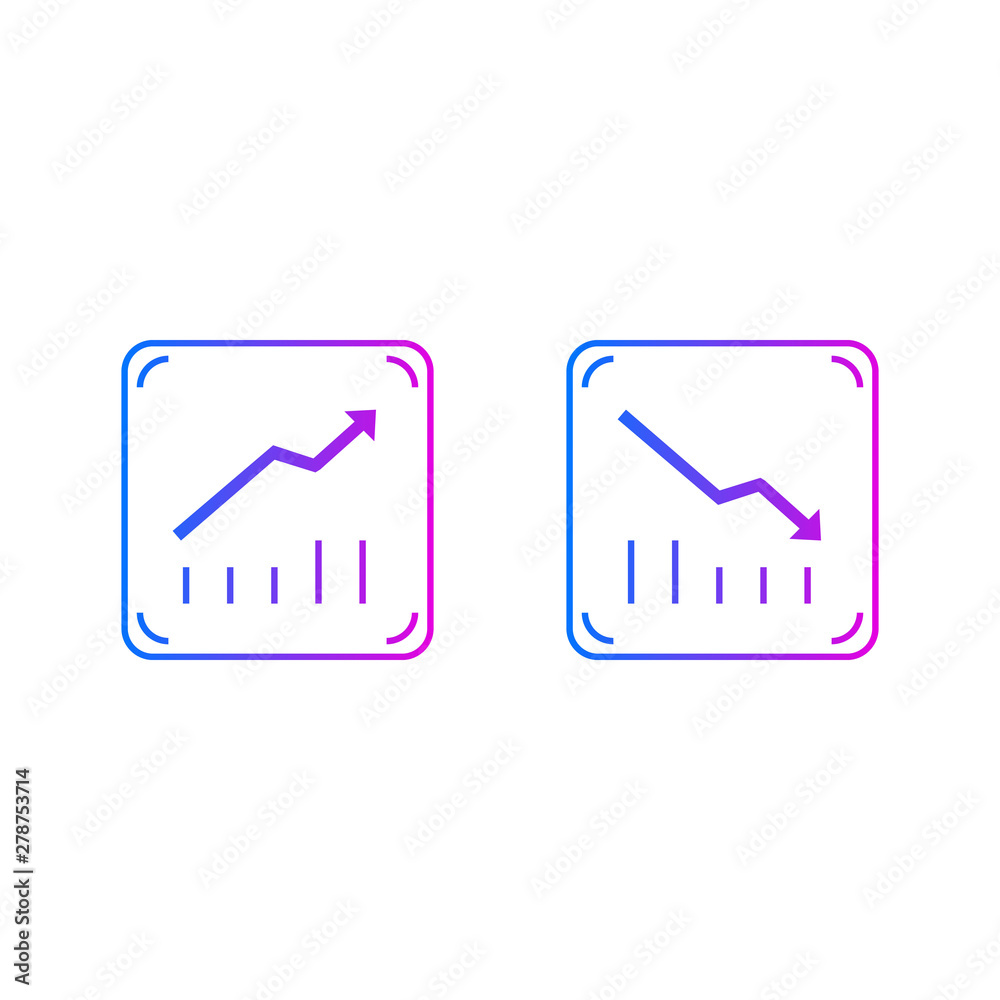 Up and down graphs icons Up and down graphs icons