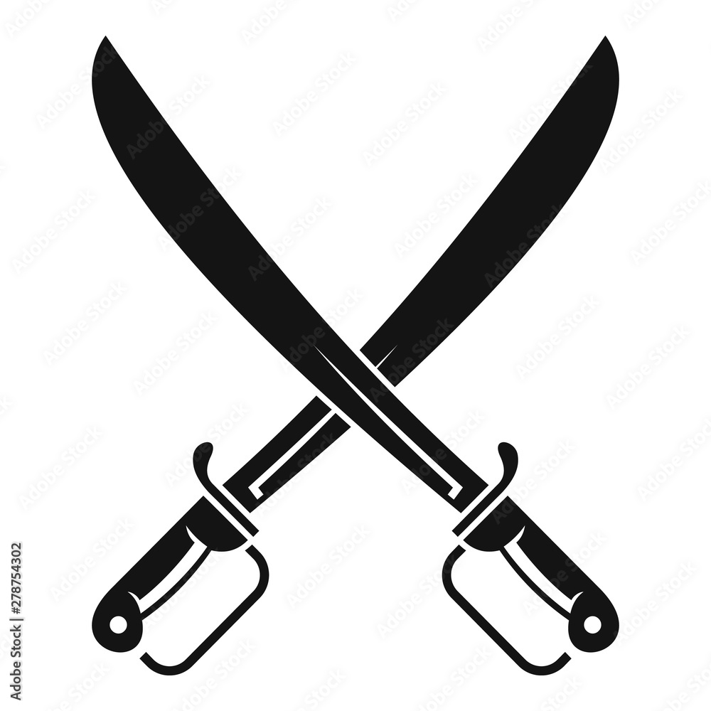 Metal crossed sword icon. Simple illustration of metal crossed sword vector icon for web design isolated on white background Metal crossed sword icon. Simple illustration of metal crossed sword vector icon for web design isolated on white background