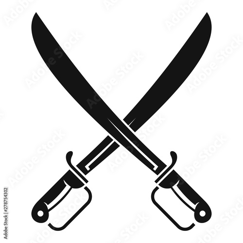 Metal crossed sword icon. Simple illustration of metal crossed sword vector icon for web design isolated on white background