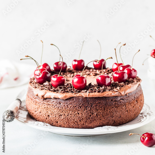 Chocolate Cake with Sweet Cherries © dolphy_tv