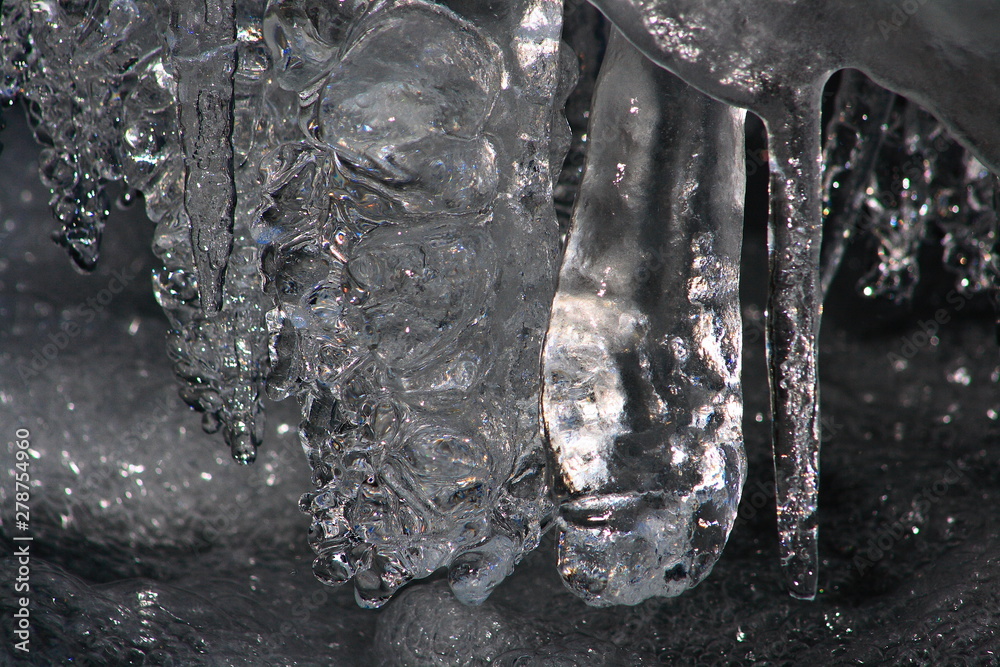 Caucasus. Genaldon gorge. Ice on the mountain river. Caucasus. Genaldon gorge. Ice on the mountain river.