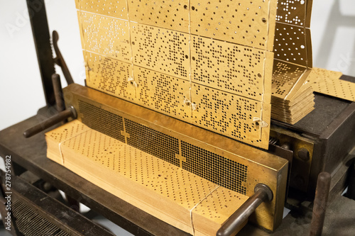 Jacquard card copying machine. Used to copy the cards for Jacquard loom.