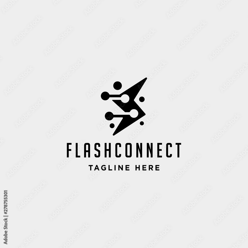 flash thunder internet logo design vector power connection symbol sign ...