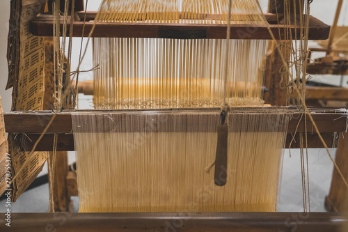 Canvas Print Retro hand loom with jacquard harness.