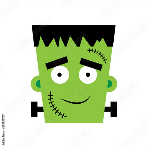Halloween Frankenstein Vector illustration. Happy Frankenstein Day. Illustration for kids, card Halloween, print.