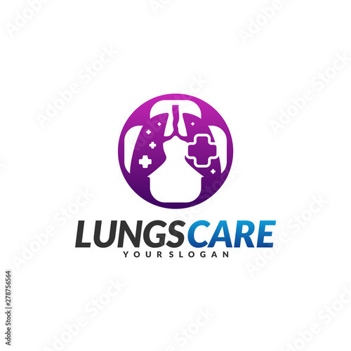 Lungs Health Care Logo Design Concept Vector. Lungs with Health icon logo template